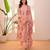 Peach Floral Printed Cotton Kurta Pant Set with Dupatta