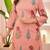 Peach Floral Printed Cotton Kurta Pant Set with Dupatta