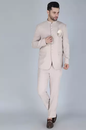 Cream bandhgala suit for men