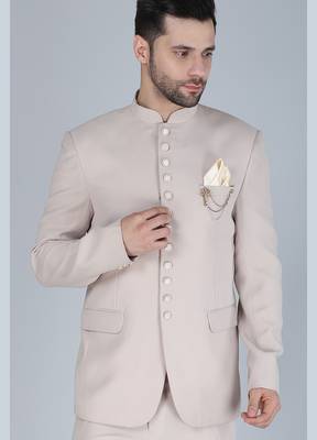 Cream bandhgala suit for men 3