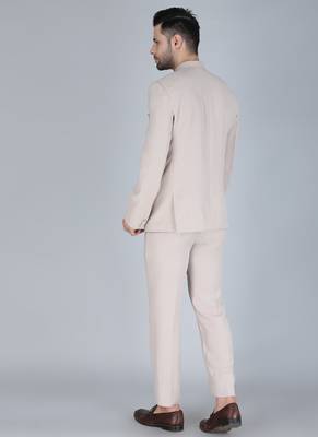 Cream bandhgala suit for men 4