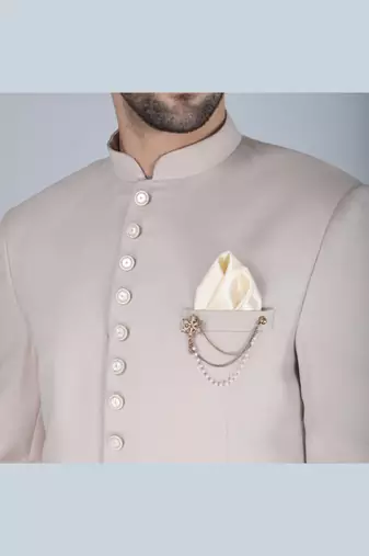 Cream bandhgala suit for men