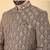 Mehendi brown embroidered bandhgala suit for men