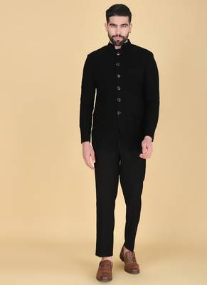 Black bandhgala suit for men 1