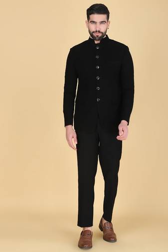Black bandhgala suit for men