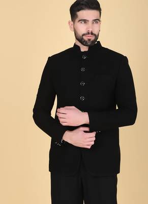 Black bandhgala suit for men 2