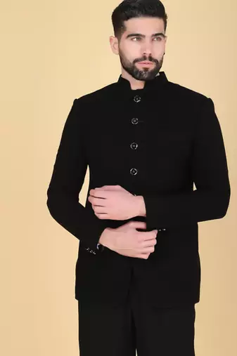 Black bandhgala suit for men