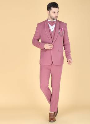 Dark pink 5 pc designer suit with pintex detailing 1