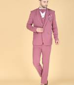 Dark pink 5 pc designer suit with pintex detailing