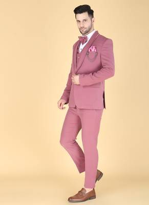 Dark pink 5 pc designer suit with pintex detailing 2