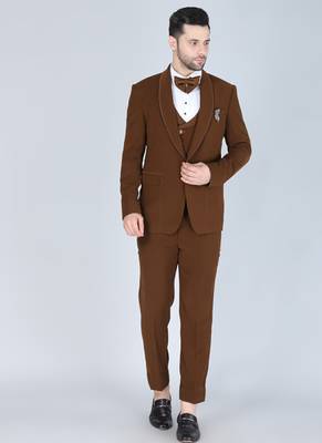 Brown 5 pc designer suit with pintex detailing 1
