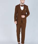 Brown 5 pc designer suit with pintex detailing