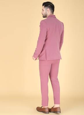 Dark pink 5 pc designer suit with pintex detailing 3