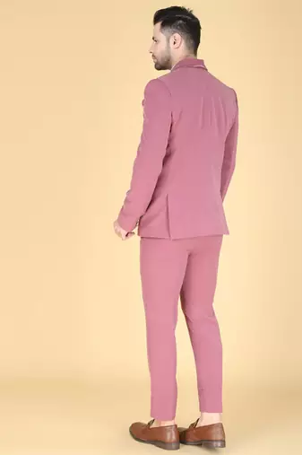 Dark pink 5 pc designer suit with pintex detailing