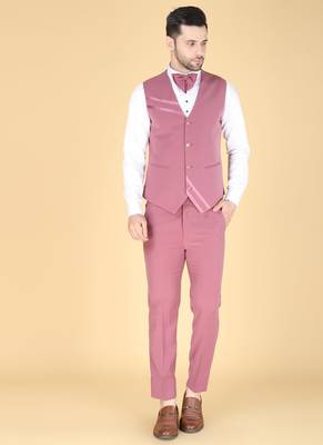 Dark pink 5 pc designer suit with pintex detailing 4
