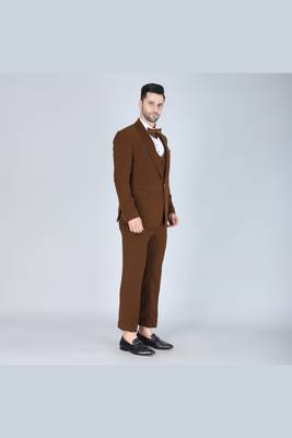 Brown 5 pc designer suit with pintex detailing 2