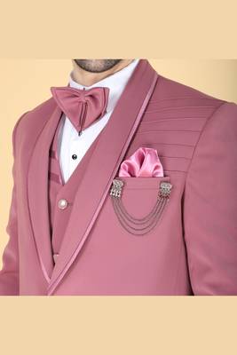 Dark pink 5 pc designer suit with pintex detailing 5