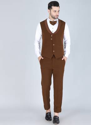 Brown 5 pc designer suit with pintex detailing 4