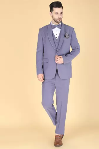 Lavender 5 pc designer suit with pintex detailing