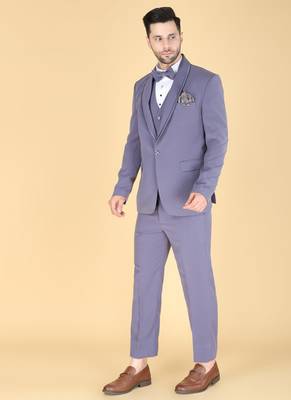 Lavender 5 pc designer suit with pintex detailing 2