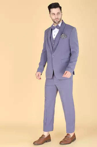 Lavender 5 pc designer suit with pintex detailing