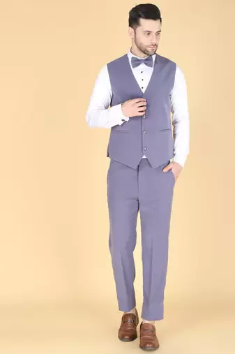 Lavender 5 pc designer suit with pintex detailing