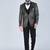 Black 5 pc thread and sequins embroidered designer tuxedo suit for men