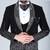 Black 5 pc embroidered designer tuxedo suit for men