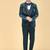 Teal 5 pc embroidered designer tuxedo suit for men