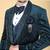 Teal 5 pc embroidered designer tuxedo suit for men