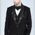 Black 5 pc embroidered designer tuxedo suit for men