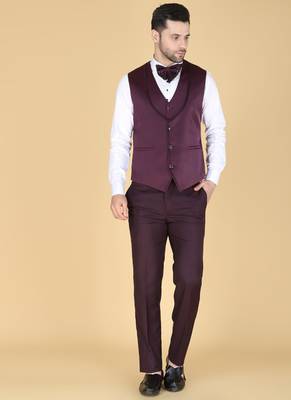 Purple 5 pc embroidered designer tuxedo suit for men 4