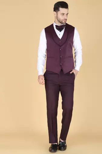 Purple 5 pc embroidered designer tuxedo suit for men