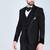 Black 5 pc embroidered designer tuxedo suit for men