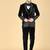 Black 5 pc embroidered designer tuxedo suit for men