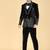 Black 5 pc embroidered designer tuxedo suit for men