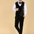 Black 5 pc embroidered designer tuxedo suit for men