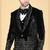 Black 5 pc embroidered designer tuxedo suit for men
