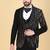 Black 5 pc embroidered designer tuxedo suit for men