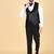 Black 5 pc embroidered designer tuxedo suit for men