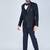 Navy 5 pc thread embroidered tuxedo suit for men