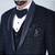 Navy 5 pc thread embroidered tuxedo suit for men