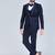Navy 5 pc embroidered designer tuxedo suit for men