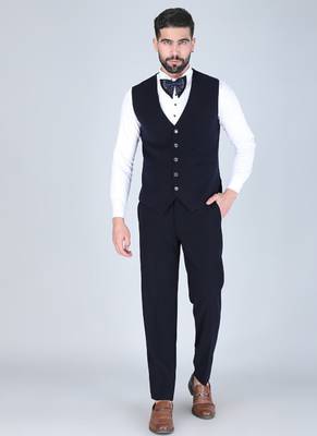 Navy 5 pc metal embroidered tuxedo suit for men 3