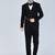 Black 5 pc metal embroidered tuxedo suit for men