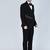 Black 5 pc metal embroidered tuxedo suit for men