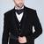 Black 5 pc metal embroidered tuxedo suit for men