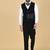 Black 5 pc embroidered designer tuxedo suit for men