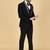 Black 5 pc embroidered designer tuxedo suit for men