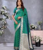 Sea green weaving work Blended silk saree with blouse
